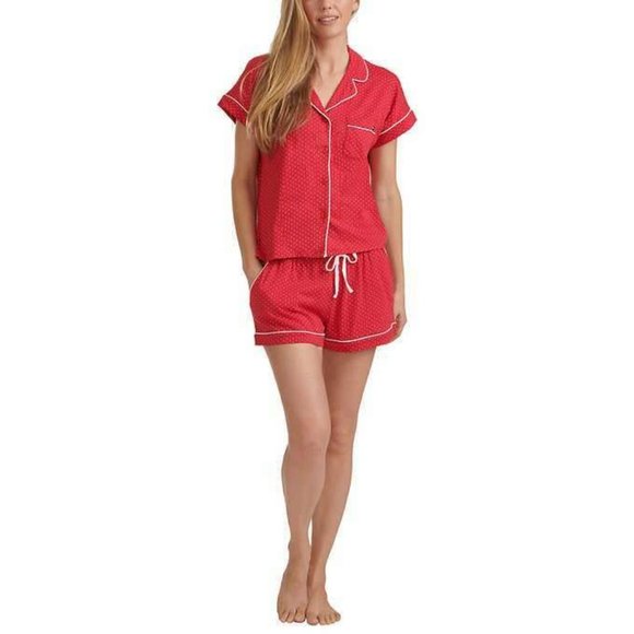 New Tommy Hilfiger Ladies 2-piece Short PJ Pajama Set Red Women's - Picture 1 of 5